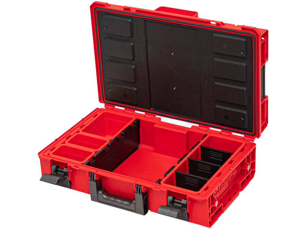 Skrzynia na narzędzia QBRICK ONE 200 2.0 Expert Red Ultra HD Custom Qbrick System ONE 200 RED ULTRA HD skrzynia narzędziowa organizer regulowane przegrody kubełki