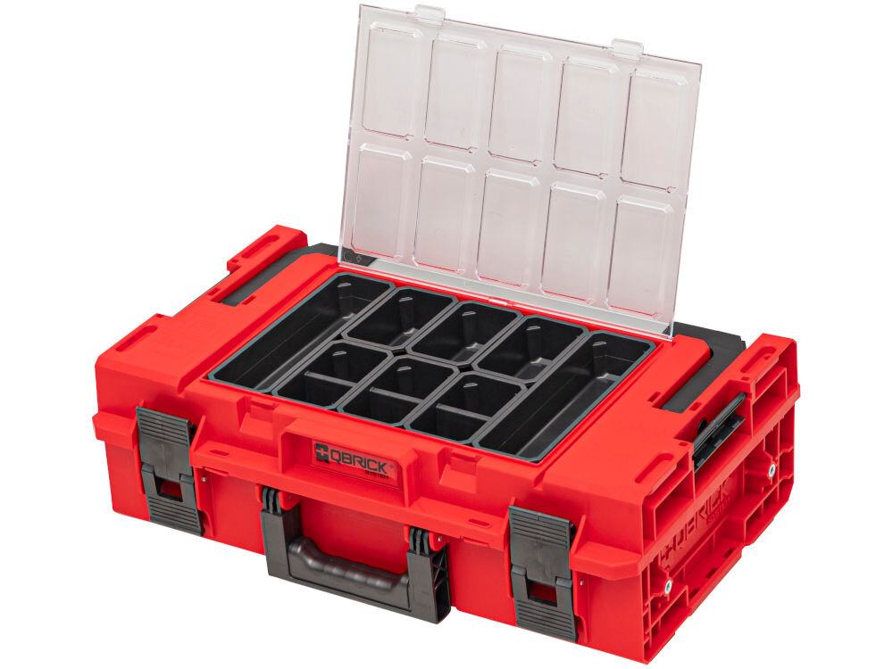 Skrzynia na narzędzia QBRICK ONE 200 2.0 Expert Red Ultra HD Custom Qbrick System ONE 200 RED ULTRA HD skrzynia narzędziowa organizer pokrywa EXPERT kubełki akcesoria