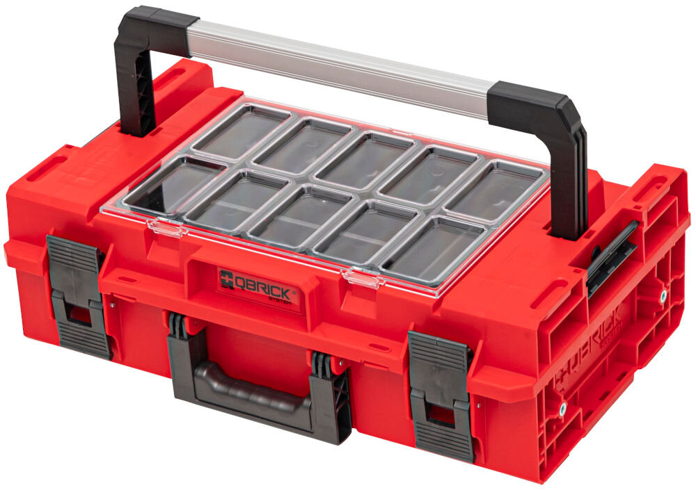 Skrzynia na narzędzia QBRICK ONE 200 2.0 Expert Red Ultra HD Custom Qbrick System ONE 200 RED ULTRA HD skrzynia narzędziowa ultra-wytrzymałe tworzywo aluminiowa rączka