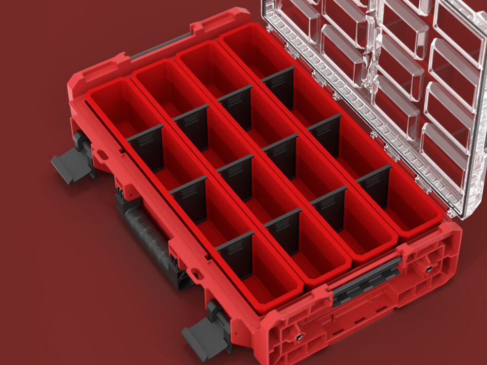 QBRICK System ONE XL 2.0 Long Bin Red Ultra HD Custom podłużne kubełki wyjmowane przegrody długość elementów