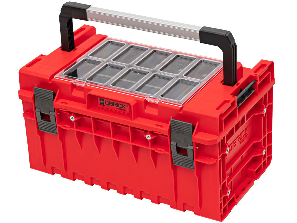 Skrzynia na narzędzia QBRICK ONE 350 2.0 Expert Red Ultra HD Custom Qbrick System ONE 350 RED ULTRA HD skrzynia narzędziowa ultra-wytrzymałe tworzywo aluminiowa rączka