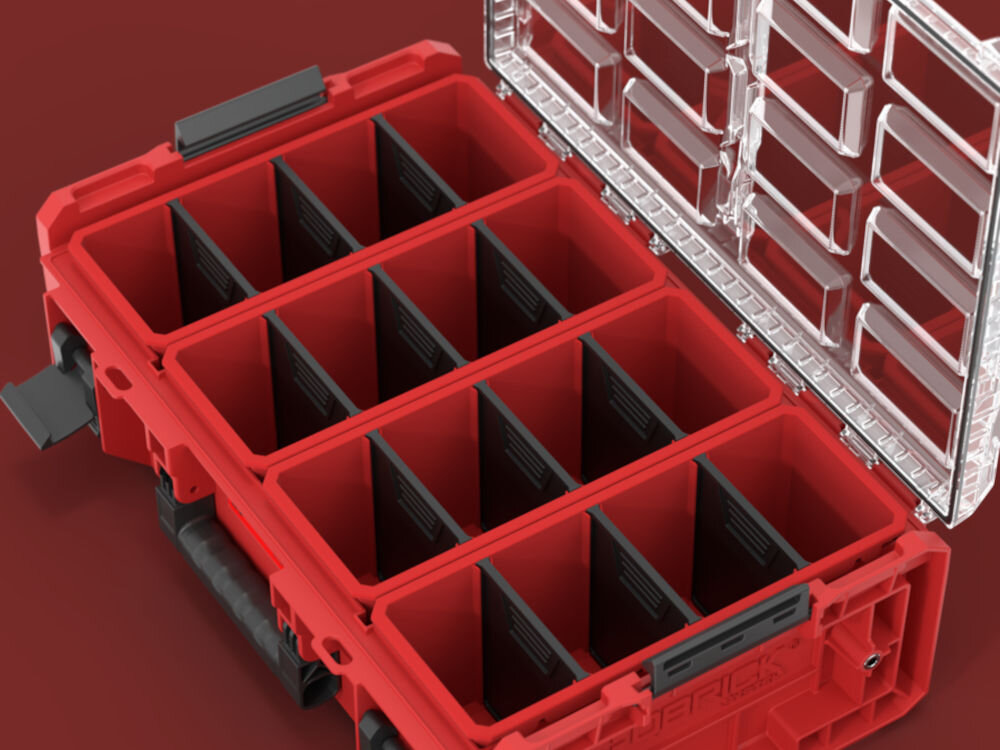 QBRICK System ONE 2XL 2.0 Red Ultra HD cztery kubły przegrody organizacja przestrzeni