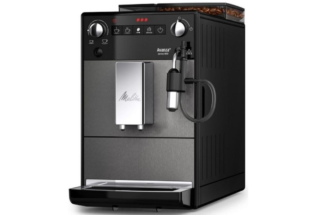 Ekspres MELITTA Avanza Plus F27/0-103 Praktyczne rozwiązania kolor kolorystyka Tacka ociekowa łatwe opróżnianie