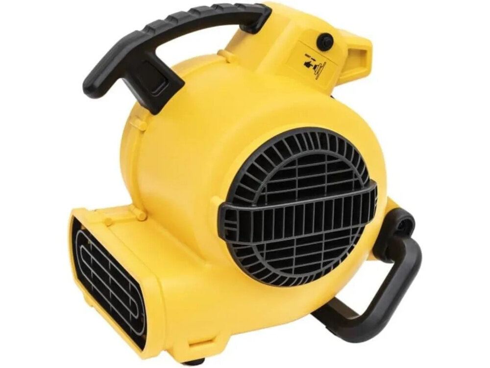 Dmuchawa DEWALT AT-DXAM2250 dmuchawa na białym tle widoczna od przodu pod skosem przepływ powietrza do 236 l/s (600CFM) szybkie osuszanie i wentylacja pomieszczeń skraca czas do usuwania wilgoci równomierne osuszanie całej przestrzeni skuteczne przygotowanie powierzchni do dalszego użytkowania