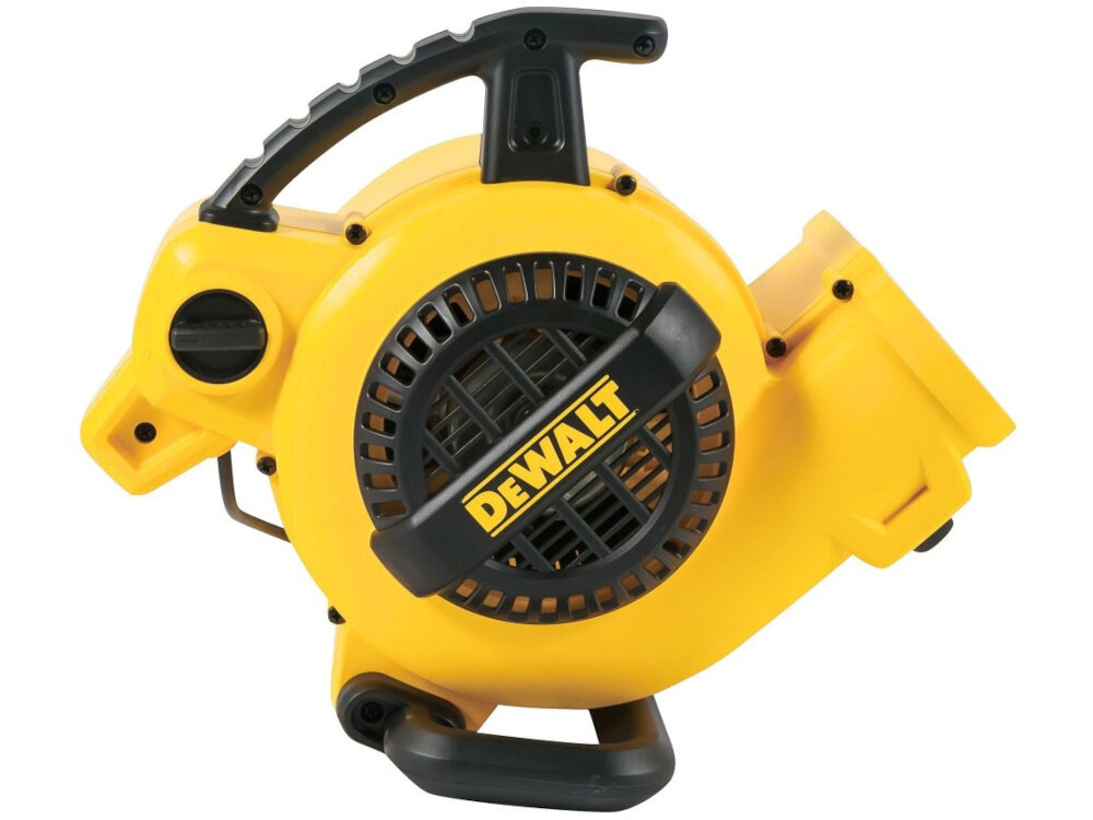 Dmuchawa DEWALT AT-DXAM2250 dmuchawa na białym tle widoczna z boku poziom hałasu <60 dB(A) cicha praca użytkownik odczuwa mniejsze zmęczenie słuchowe może pracować dłużej
