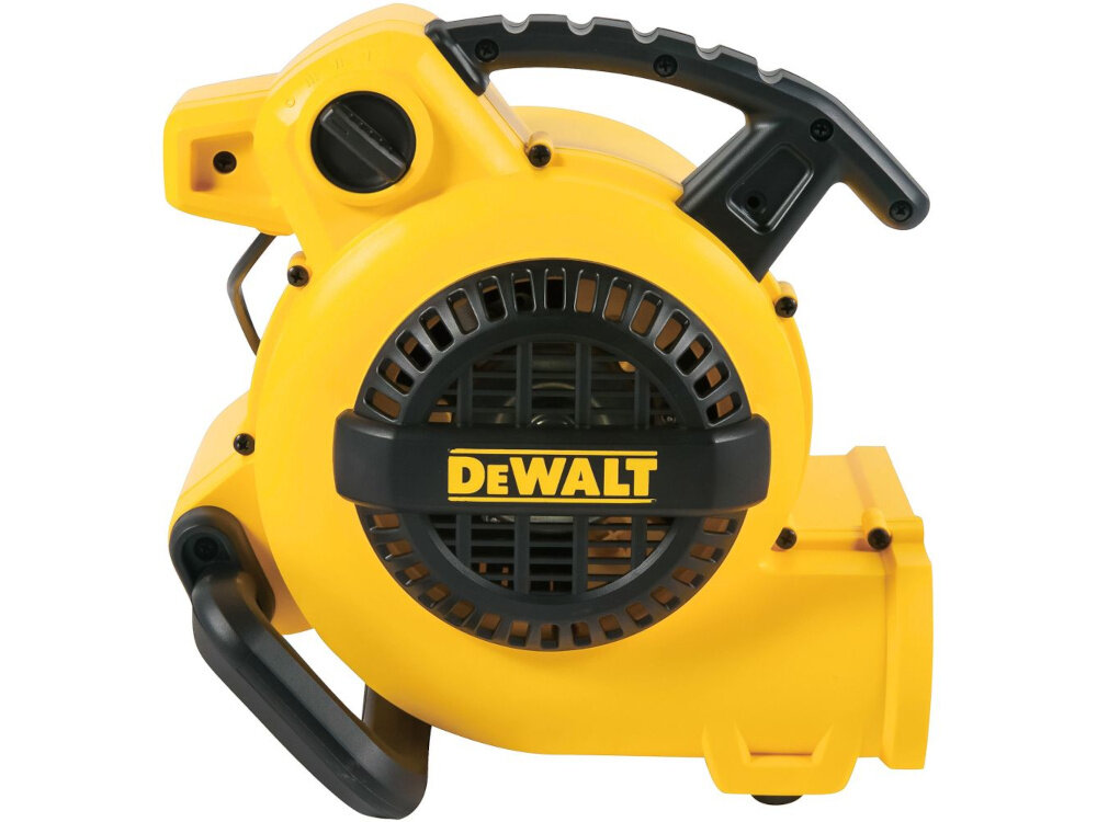 Dmuchawa DEWALT AT-DXAM2250 dmuchawa na białym tle widoczna z boku suszenie wentylacja chłodzenie powietrza użytkownik może szybko reagować na różne potrzeby środowiska do usunięcia liści, kurzu czy niewielkich zanieczyszczeń wokół domu