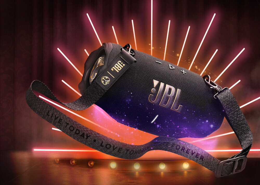 Głośnik mobilny Jbl Xtreme 4 Tomorrowland dźwięk wysoka jakość brzmienie łączność połączenie ładowanie wizualne aplikacja