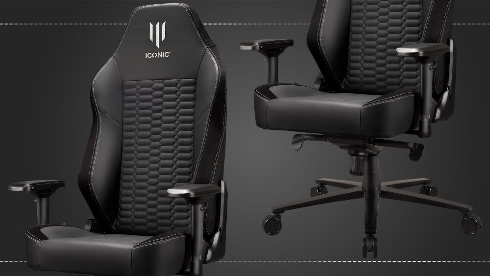 Fotel SUBSONIC Iconic SA5647-3 Czarno-Szary ergonomia wysoki komfort naturalne krzywizny kręgosłpa dopasowany do kształtu pleców dla użytkowników o wzroście od 165 cm do 195