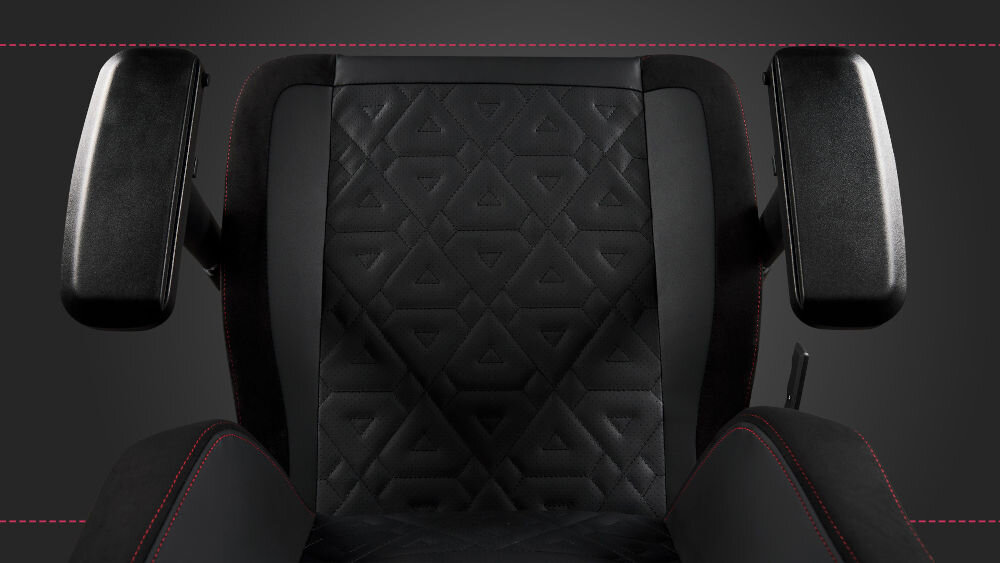 Fotel SUBSONIC Iconic SA5652-1 Iron Maiden Czarno-czerwony Połączenie
					prostej formy z komfortem ozdobiony haftami staranne przeszycia