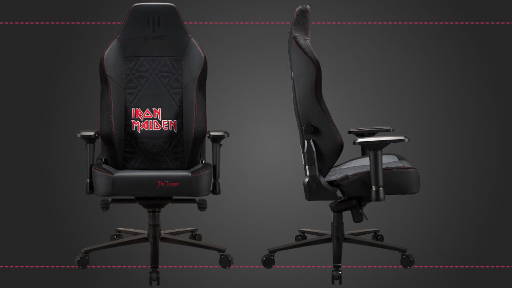 Fotel SUBSONIC Iconic SA5652-1 Iron Maiden Czarno-czerwony redukcja napięcia szerokie komfortowe opracie dopasowany do krzywizn kręgosłupa możliwość regulacja za pomocą intuicyjnego pokrętła optymalna ergonomia i wygoda
					regulowane podłokietniki