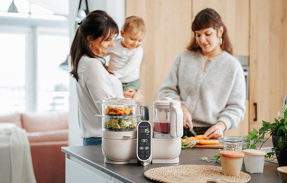 Robot kuchenny BABYMOOV Nutribaby (+) 6w1 A001135 Beżowy niezastąpiony w kuchni praktyczne funkcje prostota obsługi idealne rozwiązanie dla rodziców zdrowa dieta dziecka oszczędność czasu i energii