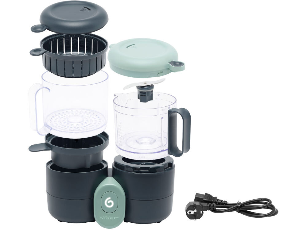 Robot kuchenny BABYMOOV Nutribaby One 4w1 A001133 Czarny koszyk do gotowania na parze 2 misy ostrze do siekania przystawka do gotowania na parze z przystawką zasilacz dokumentacja
