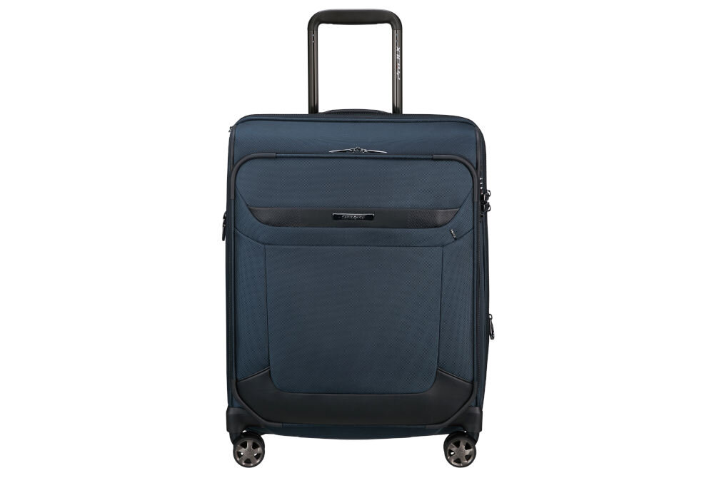 Walizka SAMSONITE Pro-DLX 6 Spinner Exp 55 cm Niebieski wymiary 55 x 40 x 23 / 28 cm możliwość zabrania na pokład 26 linii lotniczych LOT Lufthansa British Airways