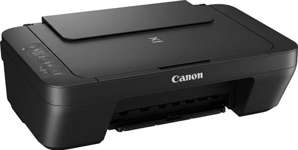 Urządzenie wielofunkcyjne CANON Pixma MG2551S Druk w kolorze prezentacja urządzenia na białym tle pod kątem Obsługa papieru foto i stabilne złącze USB dla sprawnej pracy urządzenia Canon tylna taca pojemność format