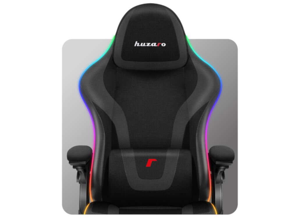 Fotel HUZARO Force 4.6 RGB Czarny prezentacja fotela ergonomiczna poduszka mięśni karku wygodne podparcie szyi i głowy redukcja napięcia mięśni karku zachowanie właściwej pozycji ciała