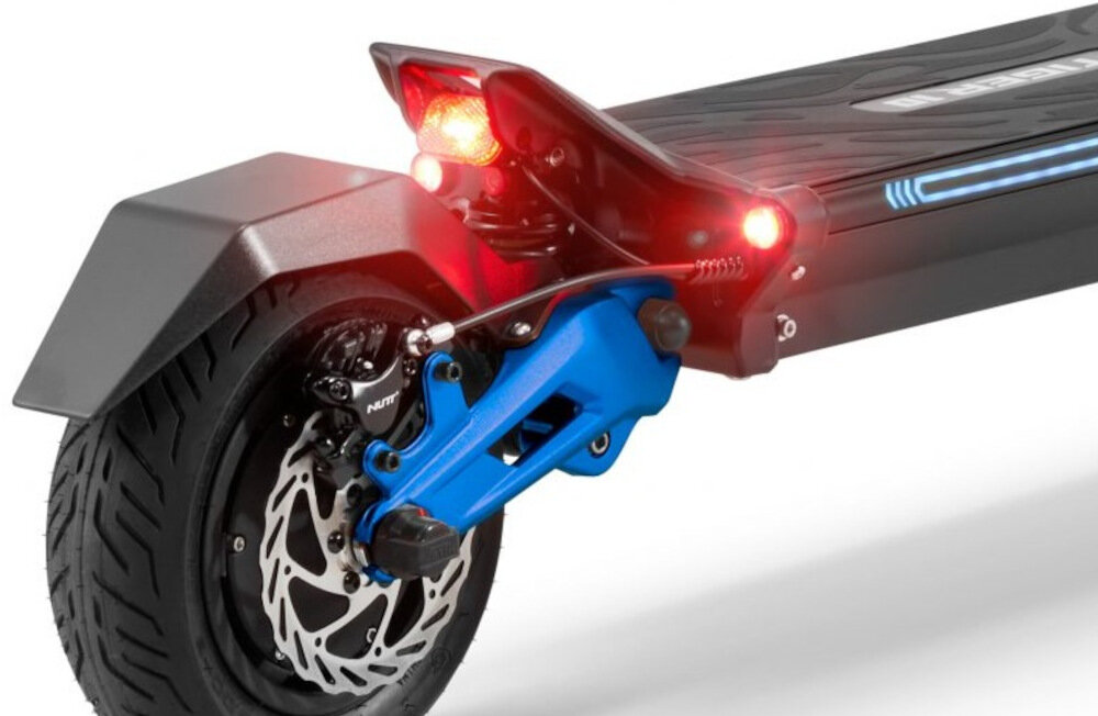 Hulajnoga elektryczna HILEY Tiger 10 V4 LR LR 90 km 2x1000W Amortyzacja 10 Czarno-niebieski oswietlenie przednieswiatlo swiatlo stopu podswietlenie LED podestu swiatla RGB