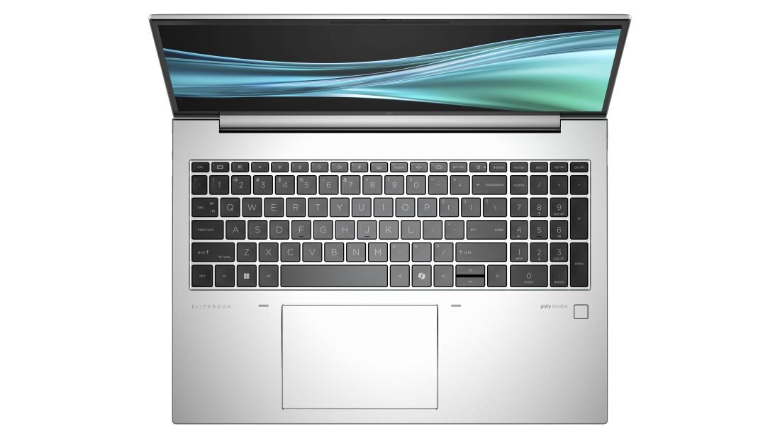 Laptop HP EliteBook 860 - Otwarty laptop HP EliteBook 860 z ekranem i widoczną klawiaturą.