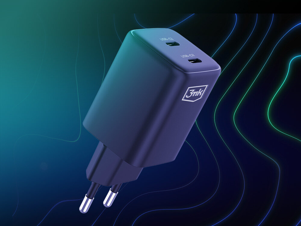 Ładowarka sieciowa 3MK Hyper Charger PD 45W czarna ładowarka moc do 45W superszybkie ładowanie 2 porty USB-C