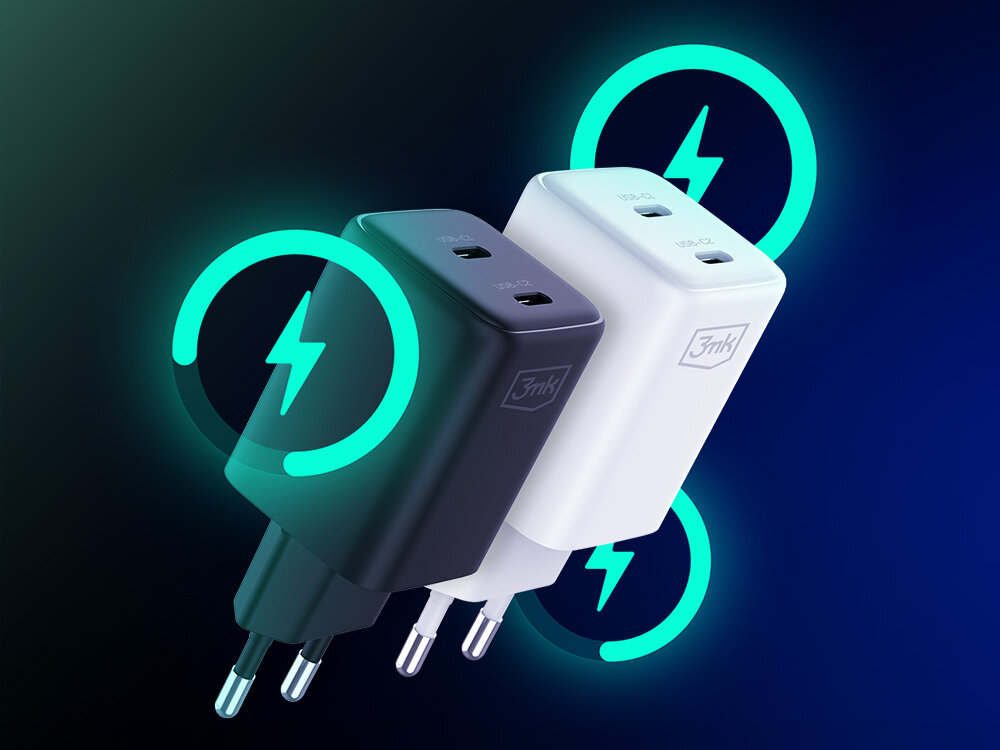 Ładowarka sieciowa 3MK Hyper Charger PD 45W czarna i biała ładowarka protokoły QC3.0 QC4+ AFC PD3.0 Apple 2.4A materiały klasy V0