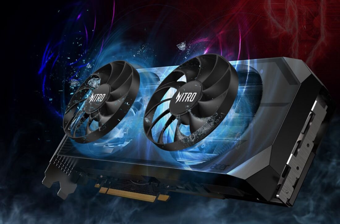 Karta graficzna ACER Nitro Radeon RX 7600 XT OC 16GB - Dwupierścieniowy wentylator osiowy