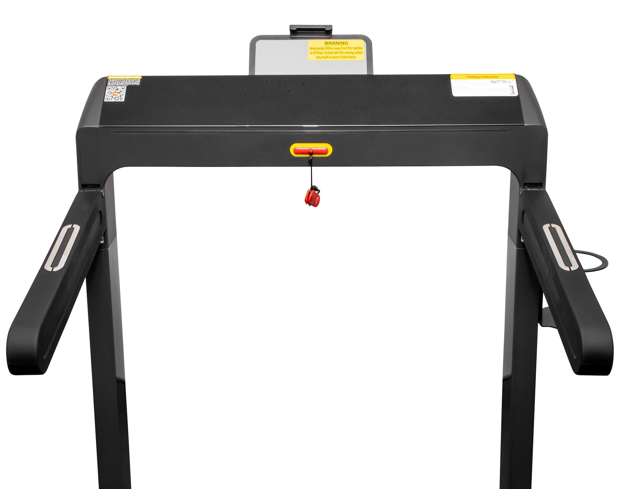 Bieżnia elektryczna YORK FITNESS T500 1470W 16 km-h zbliżenie na wyświetlacz białe tło wyświetlacz LCD pełna kontrola nad parametrami ćwiczeń w czasie rzeczywistym można monitorować postępy