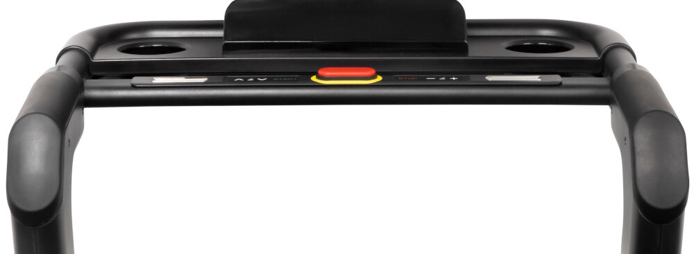 Bieżnia elektryczna YORK FITNESS T520 1839W 20 km-h zbliżenie na czujnik pulsu białe tło ręczne czujniki pulsu bieżące monitorowanie częstotliwości akcji serca można kontrolować intensywność treningu dopasować tempo do swojego poziomu kondycji bezpieczne ćwiczenia cardio