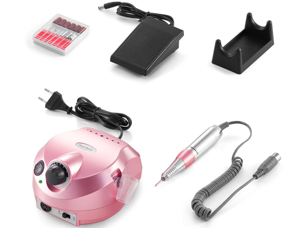Frezarka do paznokci EXTRALINK Nail Drill 202 65W głowica pedał nożny uchwyt nabalatowy do głowicy uchwyt pod głowicę zestaw frezów dokumentacja