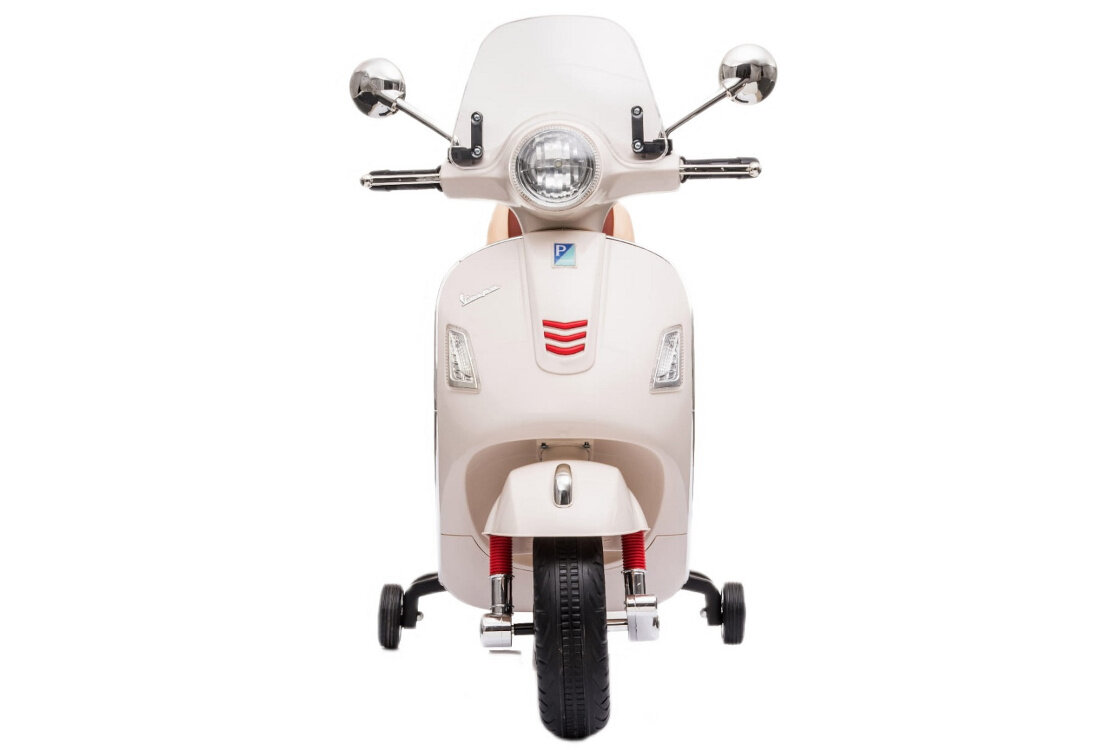 Jeździk SUN BABY Vespa Ecru frajda zabawa odtwarzacz MP3 gniazdo USB-A microSD aux piosenki prędkość jazda przód tył jazda bezpieczeństwo