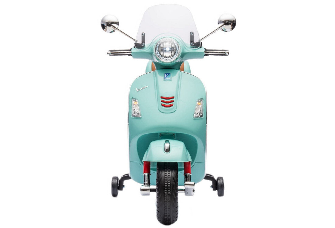 Jeździk SUN BABY Vespa Turksowy frajda zabawa odtwarzacz MP3 gniazdo USB-A microSD aux piosenki prędkość jazda przód tył jazda bezpieczeństwo