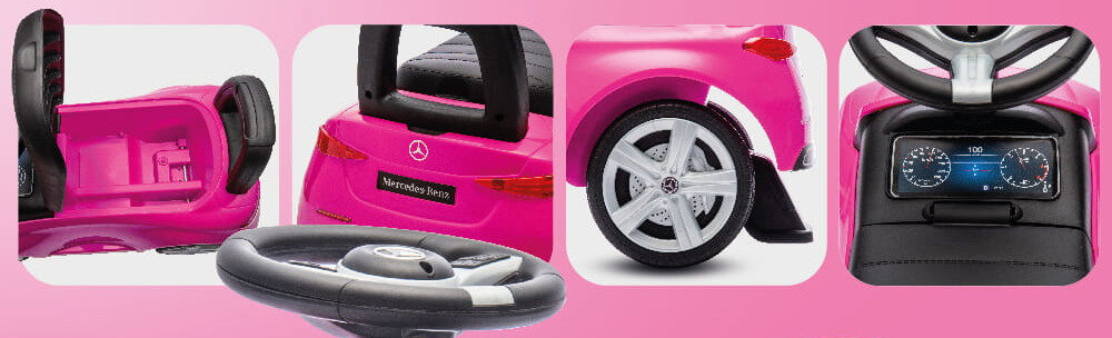Jeździk SUN BABY Mercedes C-Class J05.039.0.5 Różowy Praktyczny Schowek dodatek organizacja zabawa przechowywanie