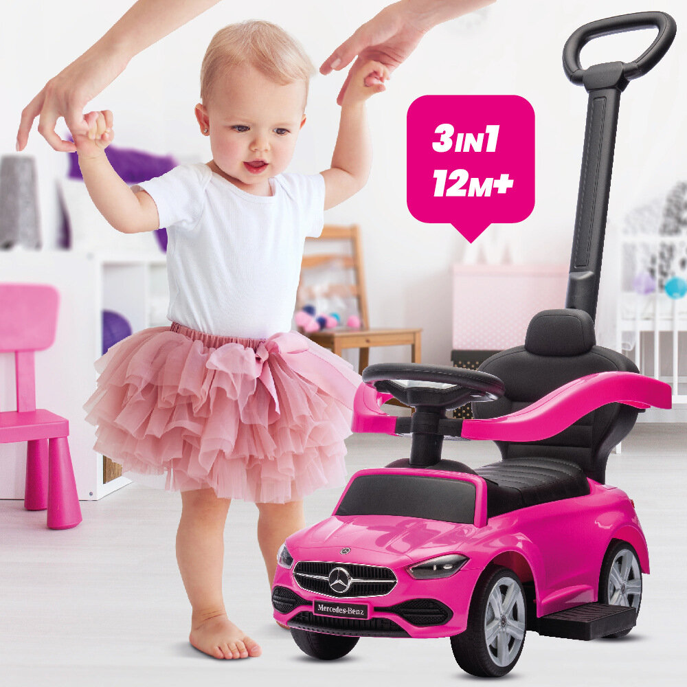 Jeździk SUN BABY Mercedes C-Class J05.040.0.5 Różowy radosc zabawa bezpieczenstwo rozwoj