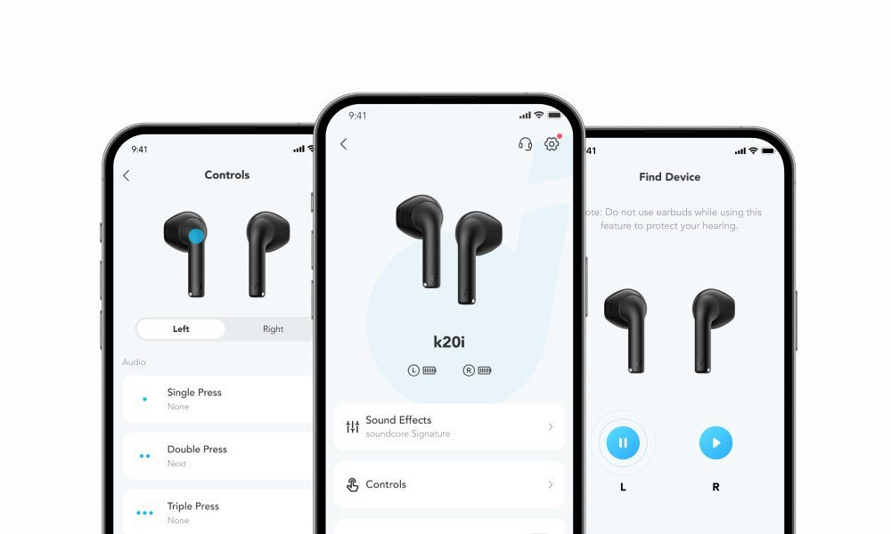 Słuchawki Soundcore K20i sterowanie dotykowe personalizacja
