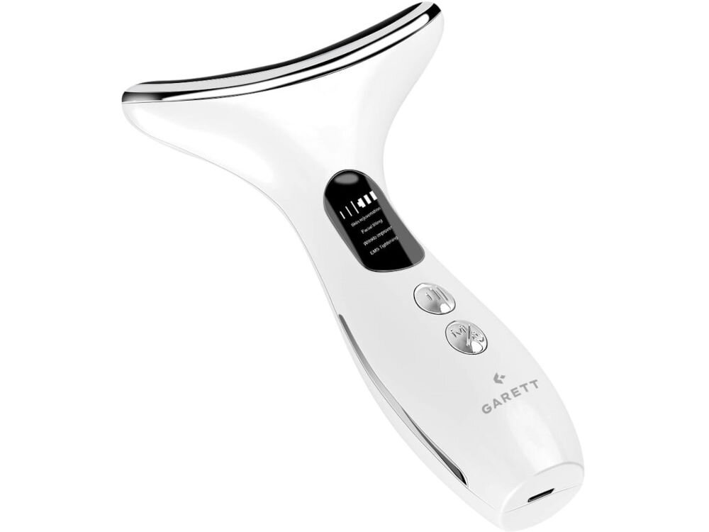 Masażer GARETT BEAUTY Lift Skin Pro Biały technologia EMS elektrostymulacja stymulacja mięśni twarzy napięcie uniesiebie redukcja podwójnego podbródka bruzd oraz zmarszczek wsparcie układu limfatycznego detoksykacja skóry napięta jędrna elastyczna młodszy promienny wygląd