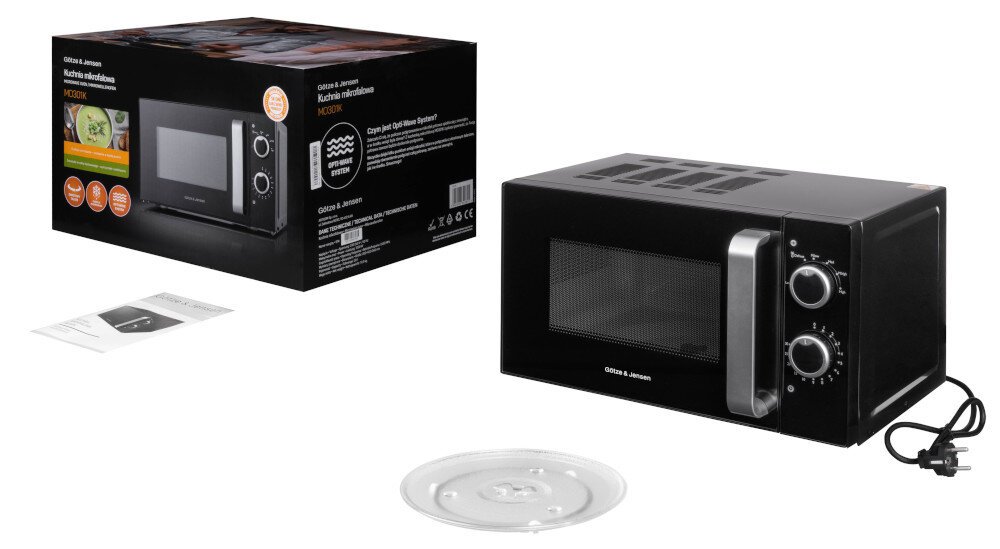 Kuchenka mikrofalowa GÖTZE & JENSEN MO301K zestaw zawartosc opakowania