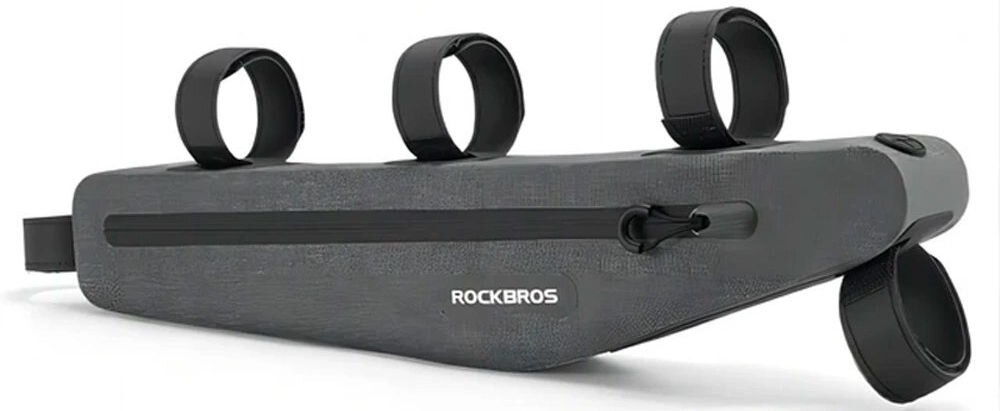 Torba rowerowa na ramę ROCKBROS AS-052 Szary, Pojemność, kształt, funkcjonalność, wygoda, Szara torba na ramę roweru z paskami na rzep.