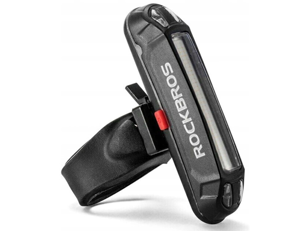 Lampka rowerowa ROCKBROS A54BK lampka z uchwytem na białym tle w zestawie lampka kabel Micro-USB/USB-A uchwyt dokumentacja