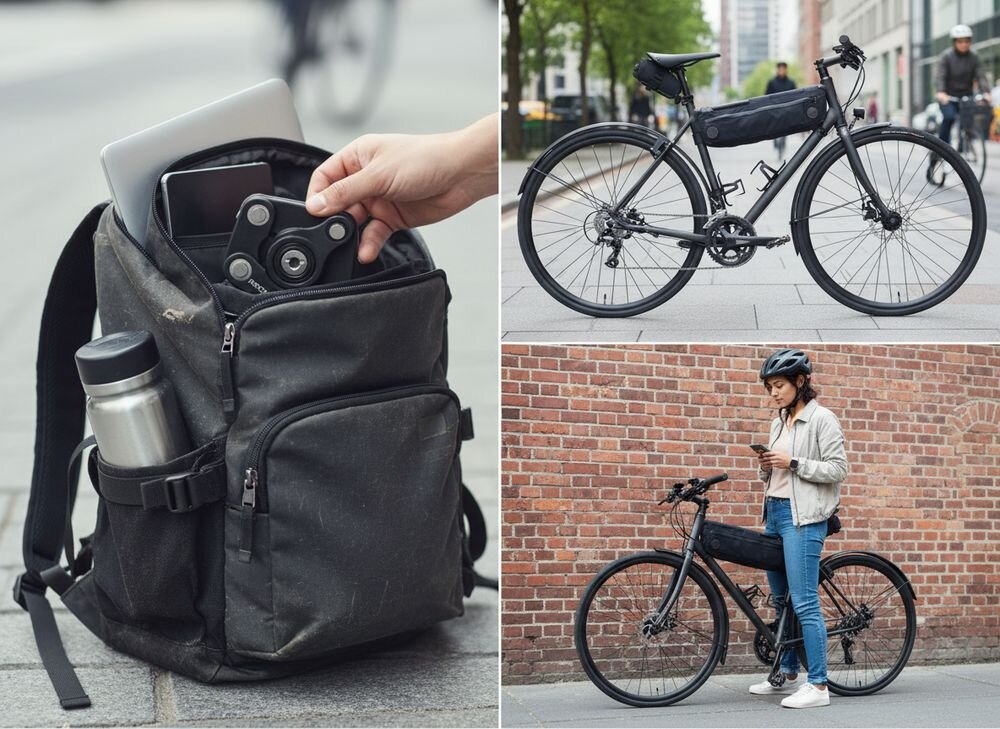 Zapięcie rowerowe ROCKBROS WD795 Folding lock Składane Czarny, Ergonomia, mobilność, przechowywanie, wygoda, Chowanie blokady do plecaka i rower w mieście.