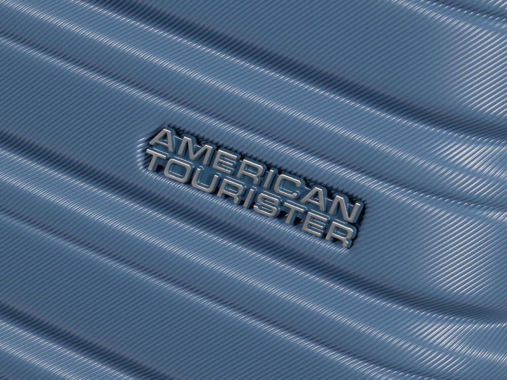 Walizka AMERICAN TOURISTER Flashline 55 cm Niebieski tkaniny wykonane z poddanych recyklingowi 7 platikowych butelek technologia Recyclex