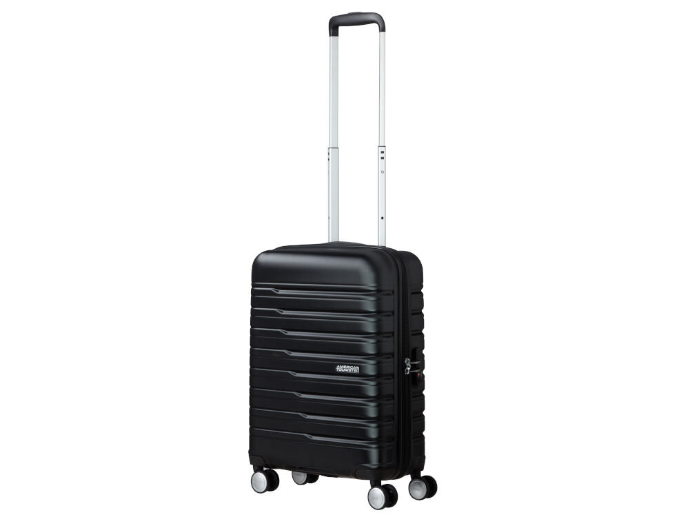 Walizka AMERICAN TOURISTER Flashline 55 cm czarny wymiary ok. 55 x 40 x 20 cm może być zabrana na pokład 36 różnych linii lotniczych LOT, Lufthansa czy British Airways spełnia wymagania wielu przewoźników