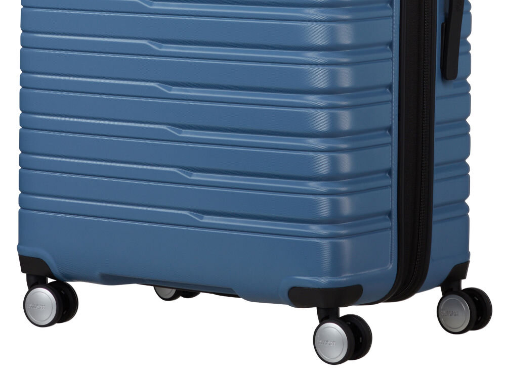 Walizka AMERICAN TOURISTER Flashline 78 cm niebieski cztery obrotowe kółka teleskopowa rączka płynny ruch i komfort podczas podróży
