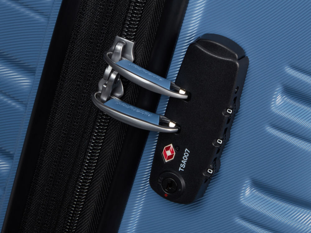 Walizka AMERICAN TOURISTER Flashline 78 cm niebieski zamek TSA bezpieczne zamknięcie walizki umożliwia służbom celnym otwarcie 
					jej bez uszkodzenia