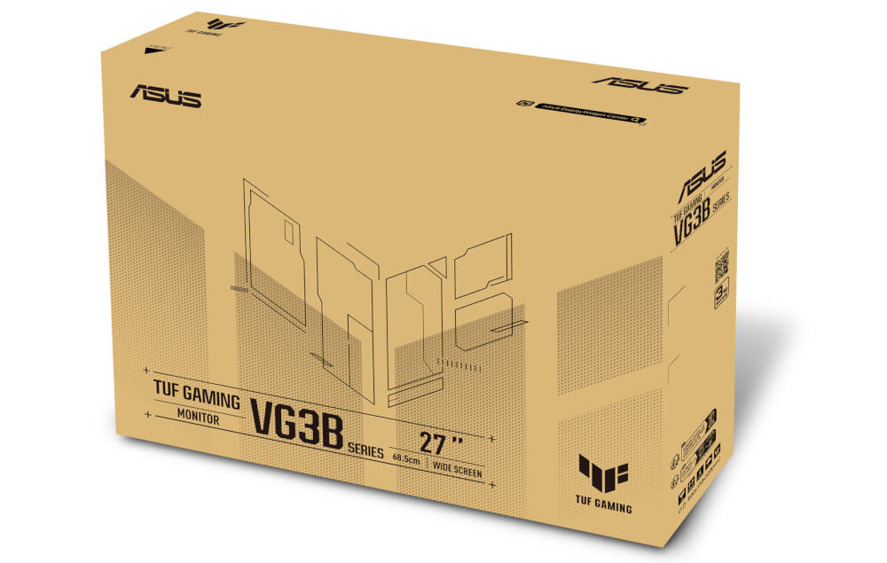 Monitor ASUS TUF Gaming VG27VQM1B 27 cali 1920x1080px 280Hz 1 ms [GTG] Curved wizualizacja opakowania na białym tle