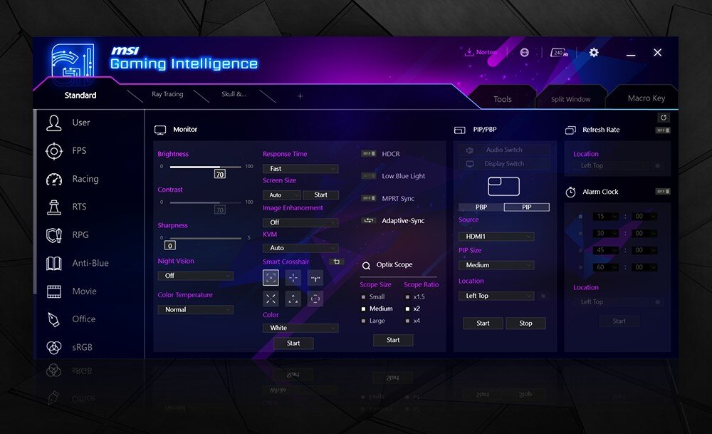 Monitor MPG 341CQPX QD-OLED 34.18 3440x1440px 240Hz 0.03 ms [GTG] Curved ustawienia narzędzia obsługa