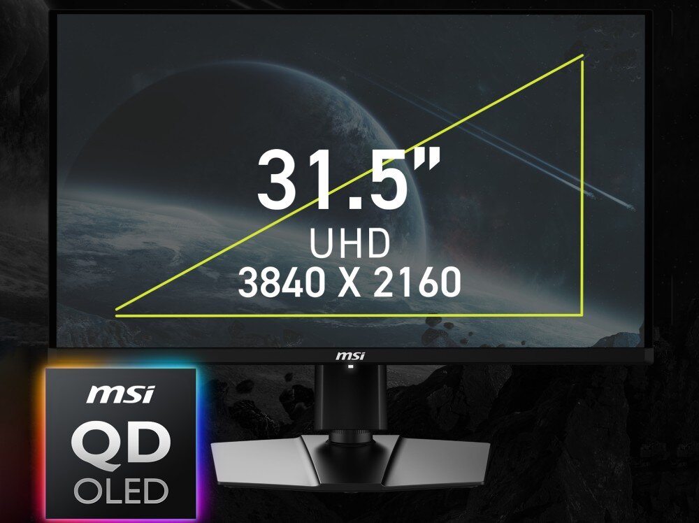 Monitor MSI MAG 321UP QD-OLED 31.5 3840x2160px 165Hz 0.03 ms [GTG] obraz przekątna rozdzielczość matryca