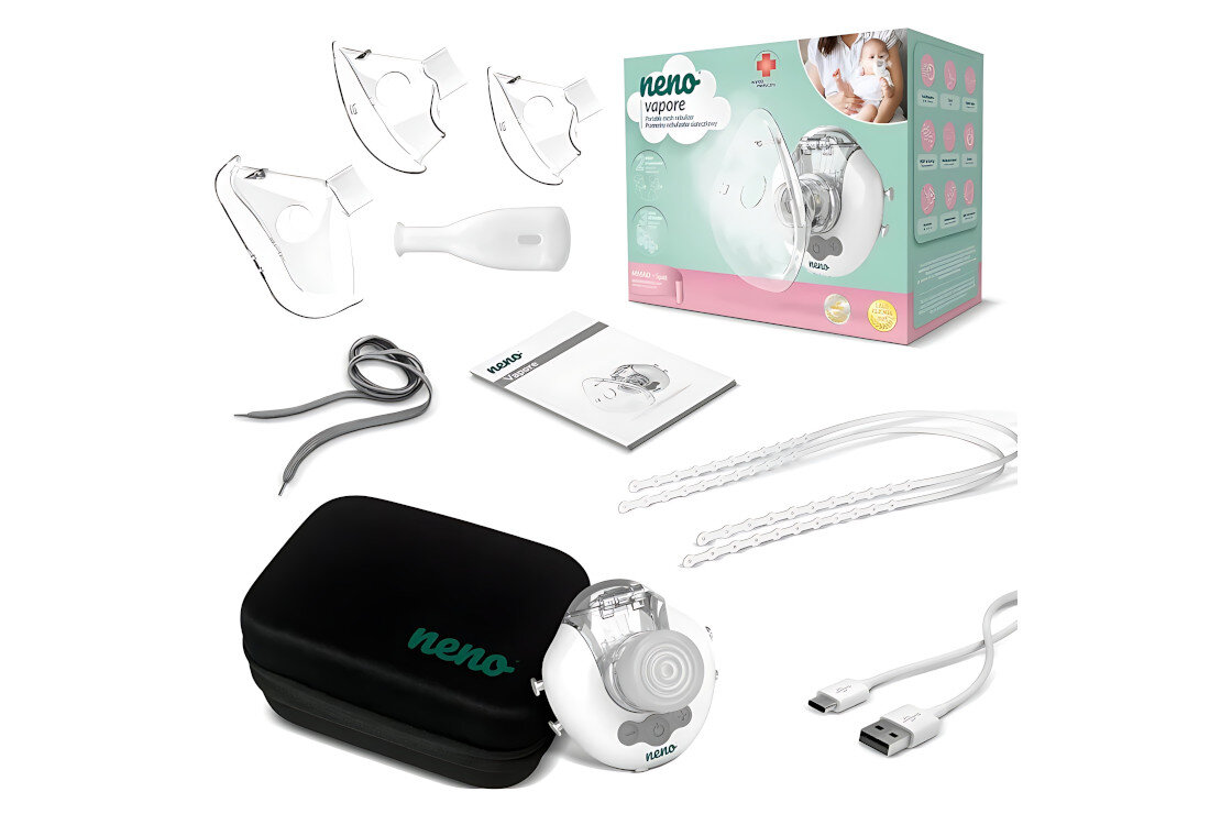 inhalator nebulizator siateczkowy NENO Vapore 0.5 ml/min zestaw akcesoria komplet wyposazenie