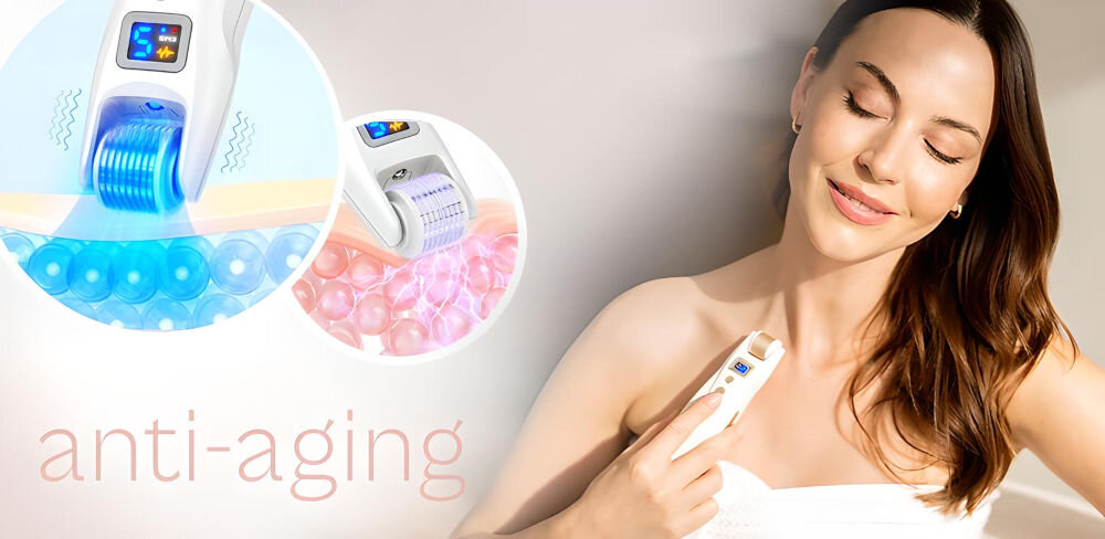 Urządzenie do mezoterapii BEAUTIFLY MicroGlow PRO profesjonalna seria efekty porównywalne z zaawansowanym zabiegiem kosmetycznym stymulacja produkcja kolagenu elastyny przywrócenie jędrności delikatne modelowanie owalu twarzy redukcja widoczności zmarszczek promienna gładka skóra młodzieńczy wygląd