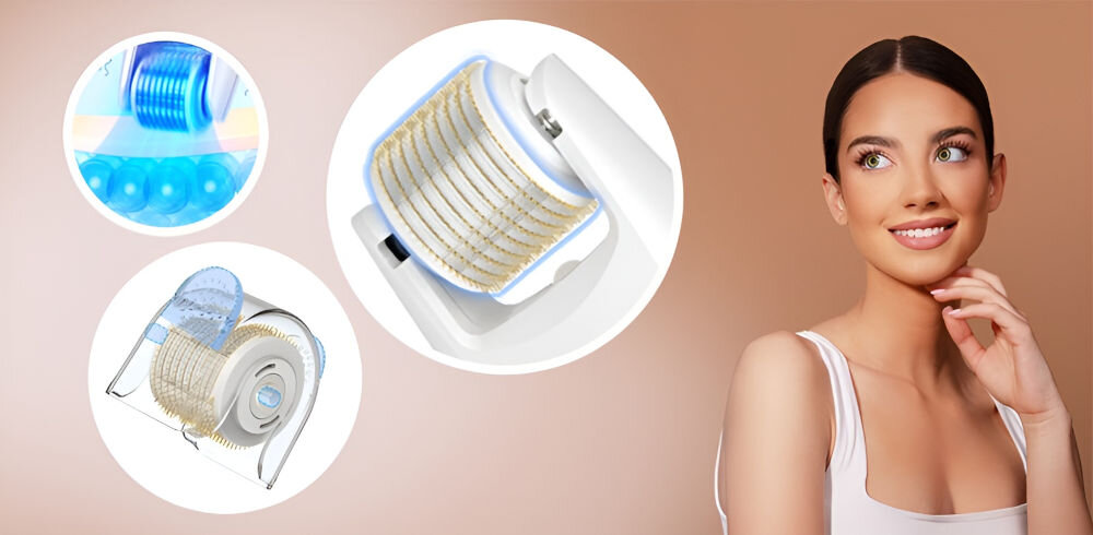 Głowica BEAUTIFLY DermaPen Microglow Pro 0.5 mm do codziennej pielęgnacji skóry delikatna stymulacja mikronakłuciami precyzyjna głębokość 0,5 mm mikrourazy na powierzchni skóry delikatna forma mikronakłuć stymulacja produkcji kolagenu i elastyny