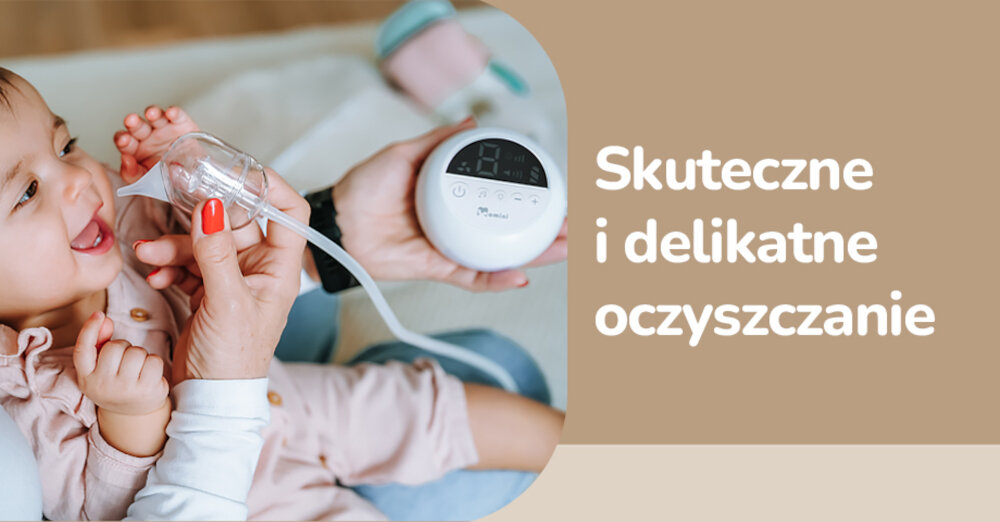 Aspirator do nosa MOMINI Sniffley Skuteczne i delikatne oczyszczanie dopasowanie siły Trzy silikonowe końcówki o różnych rozmiarach 