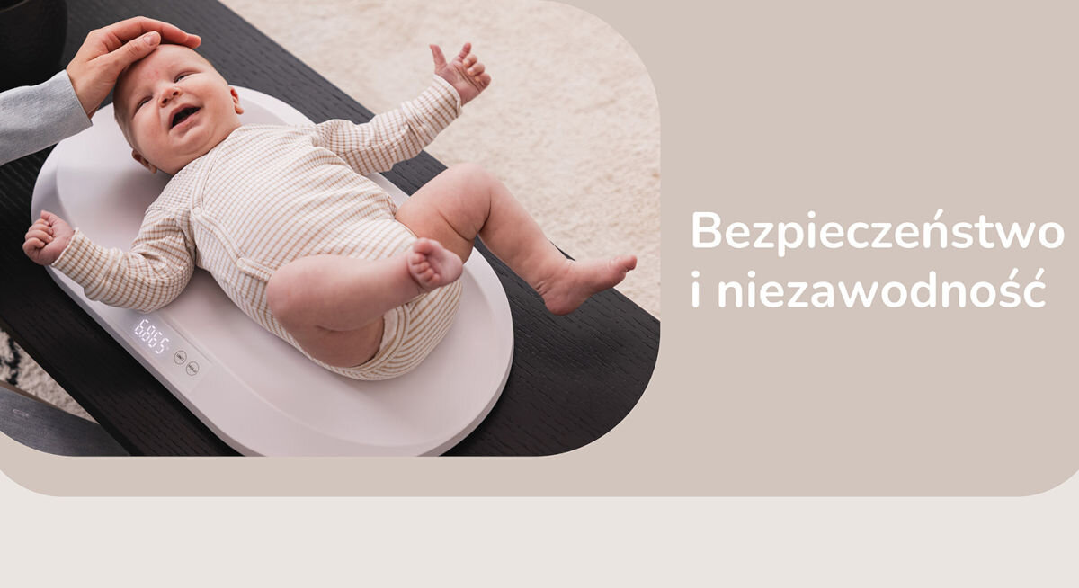 Waga dla niemowląt MOMINI TinyTally alarm przeciążenie bezpieczeństwo