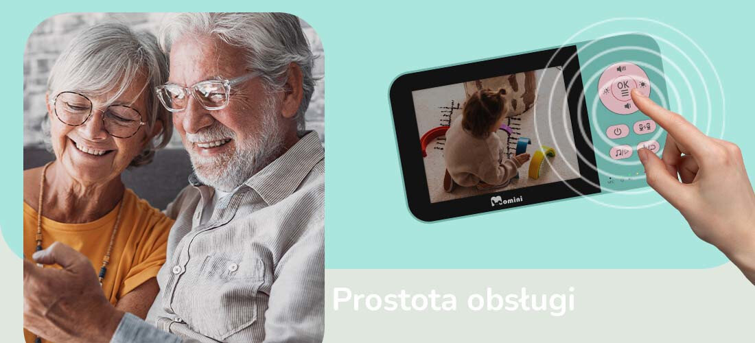 Niania elektroniczna MOMINI Blissview Prostota obsługi Intuicyjne przyciski wielojęzyczne menu Funkcja zoomu 2x wybór jednostka temperatury dostosowanie ułatwienie potrzeby kontrola